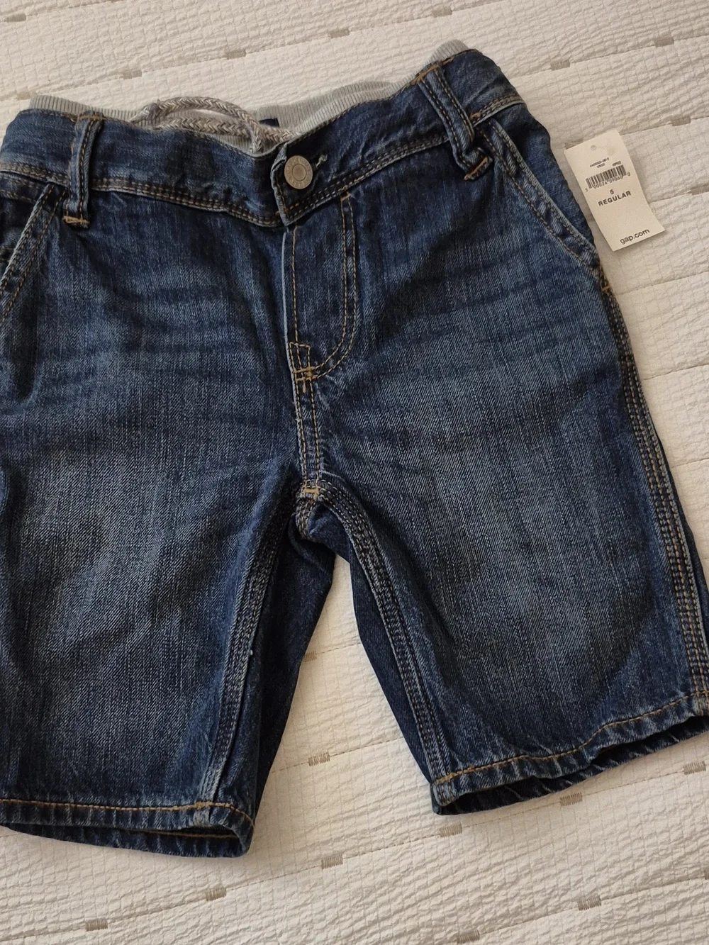 GAP Kids Dark Blue Elastic-Waist Denim Shorts